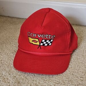 Vtg Chevrolet Corvette Hat Cap 70s 80s Rope Racing‎ Snapback Young Man Hat Co.